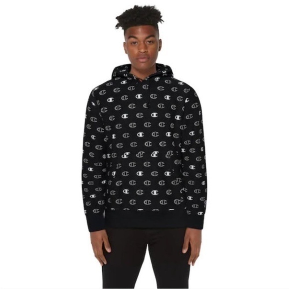 Champion reverse Weave Allover Pront Graphic Black White Size Small